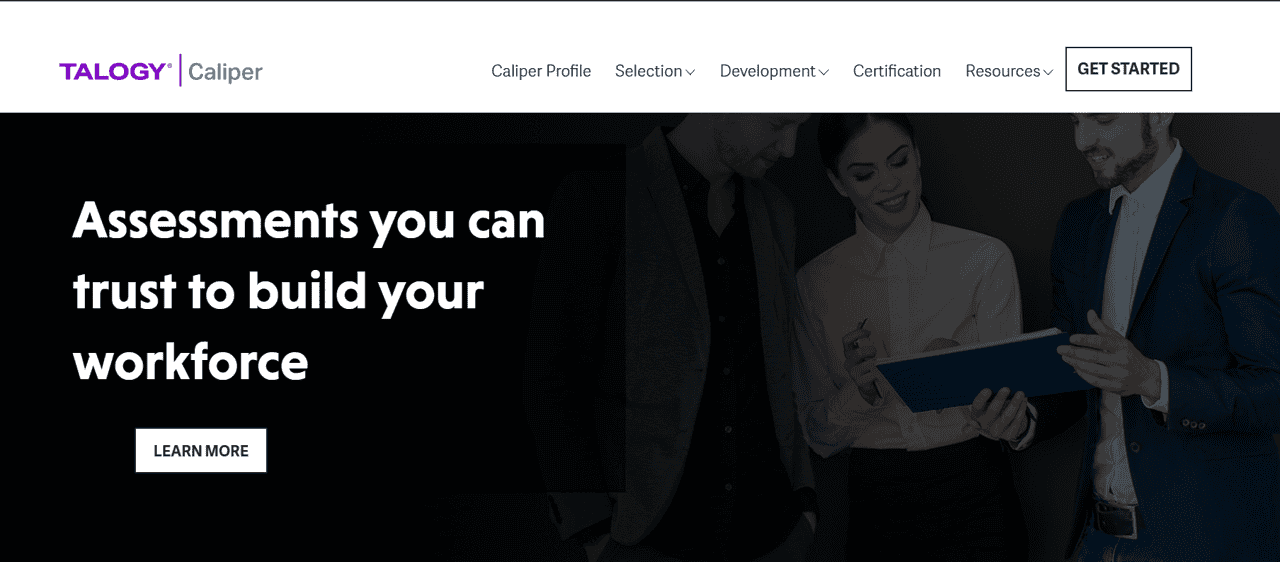 screenshot of caliper assessments